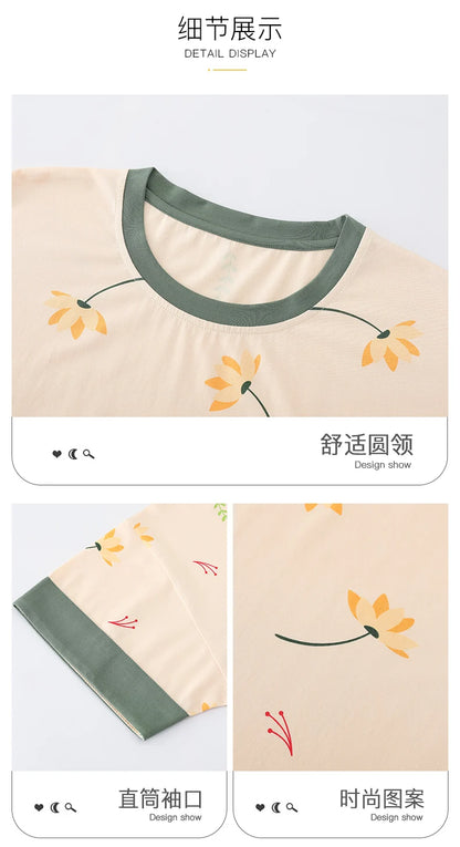 SUKAE M-5XL Cool Modal Woman's Pajamas Summer Plus Size Calf-length Pijamas Casual Knee-length Home suits Women's Capris Sleepwear