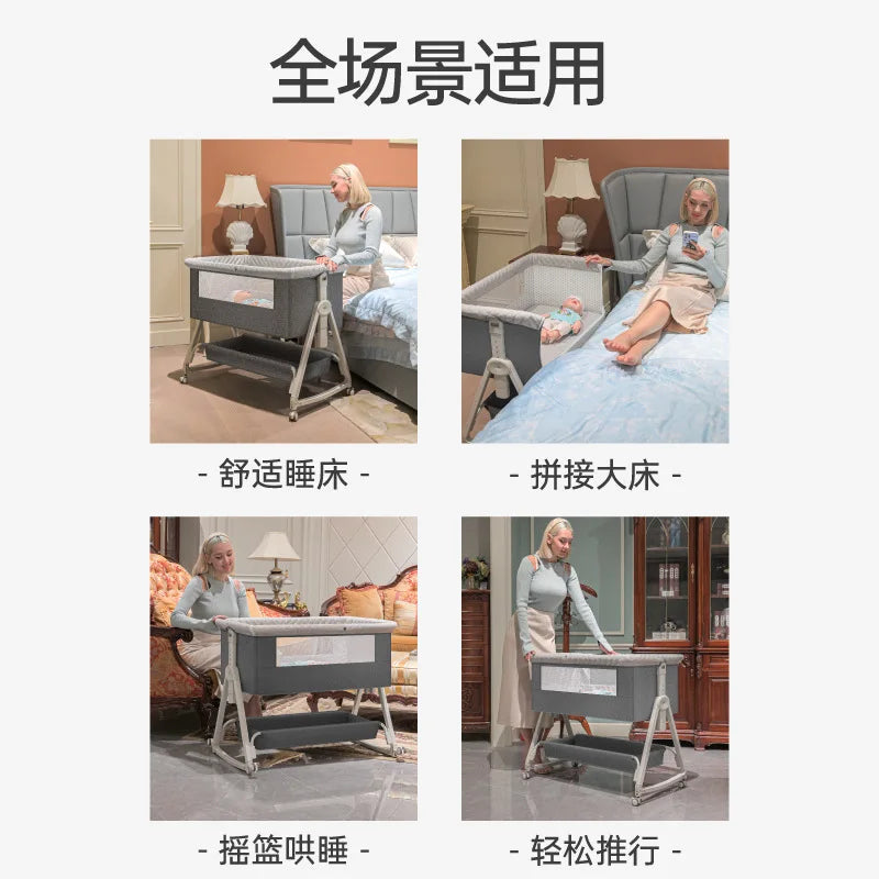 Baby Bed Crib Portable Bassinet Bedside Liftable Cradle Bed Playpen Newborn With Changing Table Storage Bag Mosquito Net