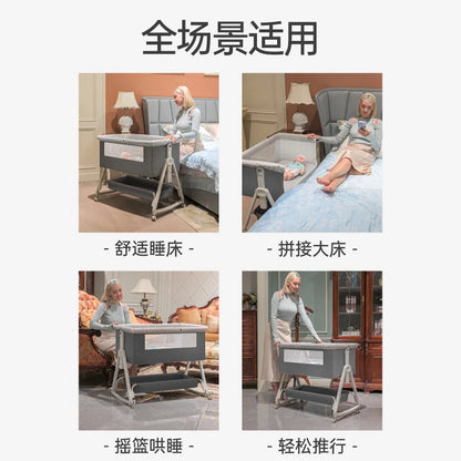 Baby Bed Crib Portable Bassinet Bedside Liftable Cradle Bed Playpen Newborn With Changing Table Storage Bag Mosquito Net
