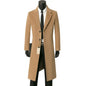 Men's Medium Length Woolen Coat, Business Casual  Warm Windbreaker, Suit Collar, Autumn, Winter