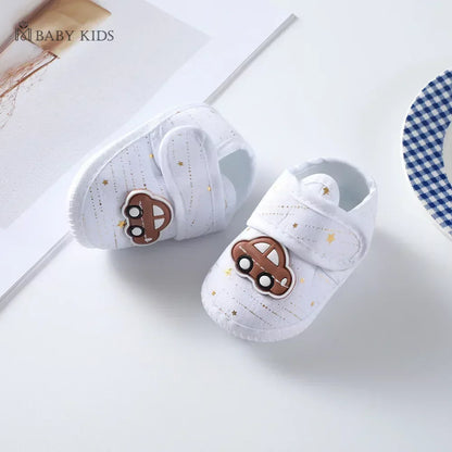 Cotton Newborn Baby Shoes Cartoon Pattern First Walkers for Girl Boy Plaid Soft Sole Walking Sandals 0-12month