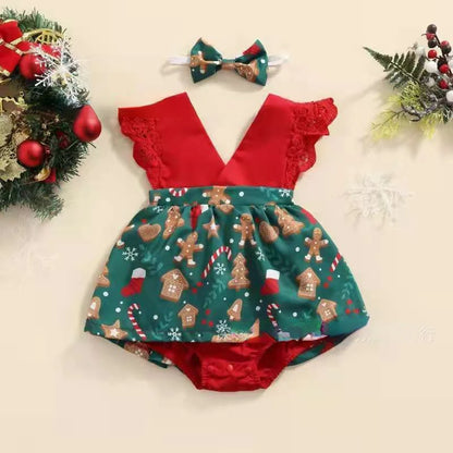 Children's Clothing New 2-piece Red Flower Baby Clothing Newborn Girl Lace Dress Princess Skirt Clothing 0-24M Princess Dress
