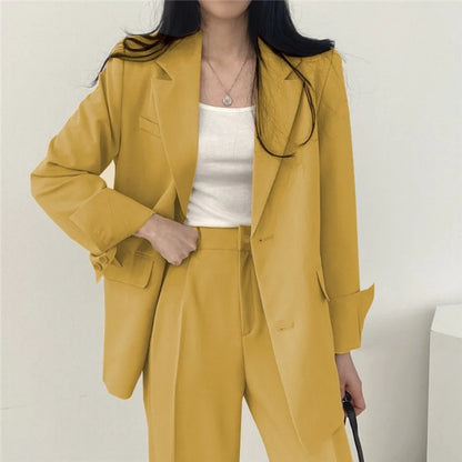 Korean Fashion Spring Women's Suits Casual Top Trousers 2 Piece Sets Women's Outfits Coats Slim Fit Blazers for Women Clothing