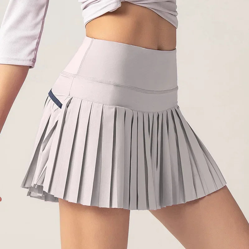 Women Tennis Skirt High Waisted Pleated Running Yoga Skirt Tennis Shorts Breathable Pleated Volleyball Shorts Hiking Shorts