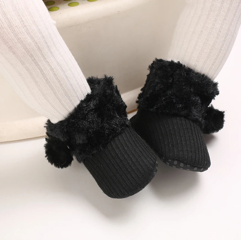 Autumn and Winter Baby Plush Thick Warm Cotton Shoes 0-18 Months Soft Soled Comfortable Non Slip Boots
