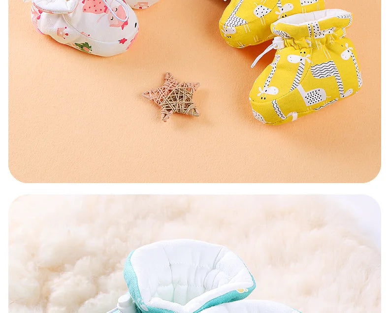 Newborn Baby Shoes for Boys Girls Winter Warm Thicken Plush Toddler Shoes Soft Sole Kids Short Booties Infant First Walker
