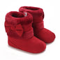 Cute Bowknot Comfortable Boots For Baby Girls Soft Warm Plus Fleece Boots For Indoor Walking Autumn And Winter