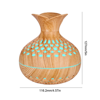 300ML Wood Grain Flower Humidifier Silent Aromatherapy Diffuser USB Rechargeable Mini Air Humidifier with Colorful Night Light