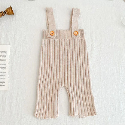 MILANCEL Baby Overalls Kids Knitted Solid Pants Versatile High Waist Pants