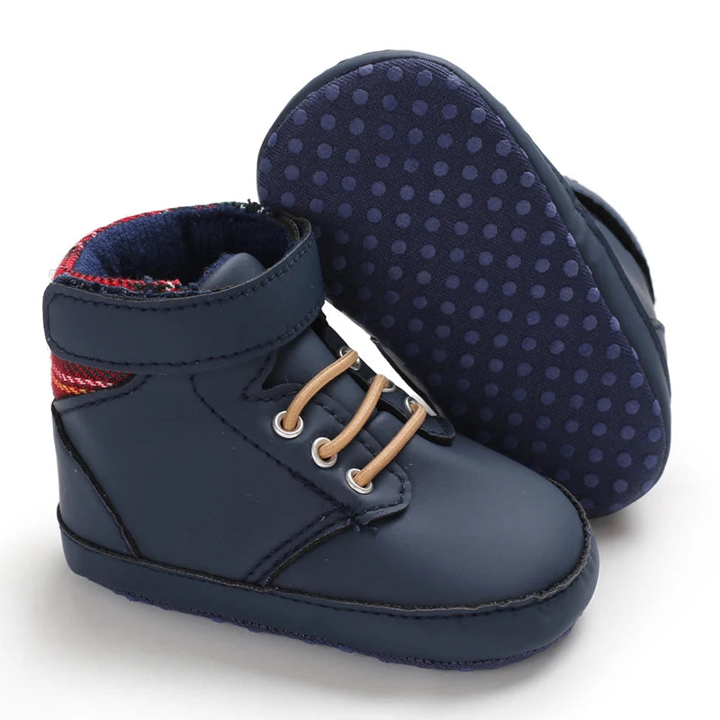 Lucky Blue Newborn Infant Toddler Boy Girl Casual Breathable Soft Cloth Bottom  Anti-slip PU Leather First Walkers Canvas Shoes