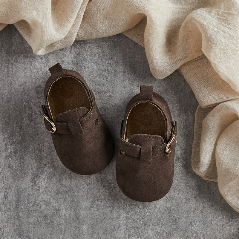 0-18M Newborn Baby First Walking Shoes Soft Cow Suede Sole Rubber Non-slip Walking Shoes Newborn Boys Girls Casual Flats