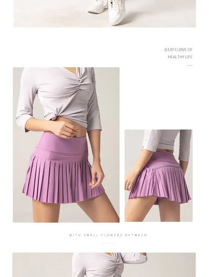 Women Tennis Skirt High Waisted Pleated Running Yoga Skirt Tennis Shorts Breathable Pleated Volleyball Shorts Hiking Shorts