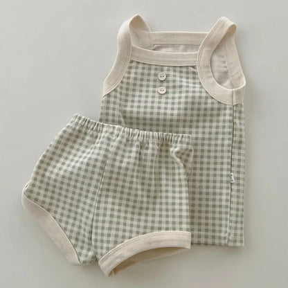 2025 New Baby Sleeveless Clothes Set Boy Girl Summer Thin Cotton Vest + Shorts 2pcs Suit Infant Outfits Toddler Breathable Set