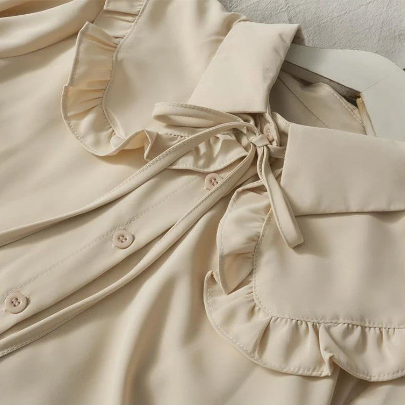 Women Sweet Shirts Cute Tops Peter Pan Collar S-3XL Loose Fashion Temper Minimalist Lolita French Elegant Clothes Trendy 5-Color