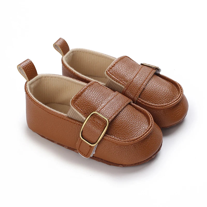Newborn Baptist Shoes New Leather Gentleman Shoes Anti-slip Soft Bottom Indoor Baby Boys and Girls Casual Shoes Walking Shoes