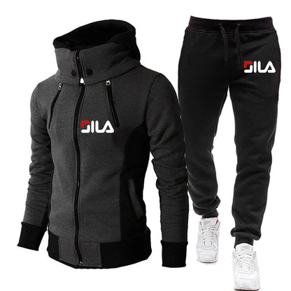 Men's Winter Tracksuit Hoody Hoodies+ Pant High Neck 2-Pcs Set Brand Casual Coldproof Male Sports Cloth Ski Sweat Suit Streetwear