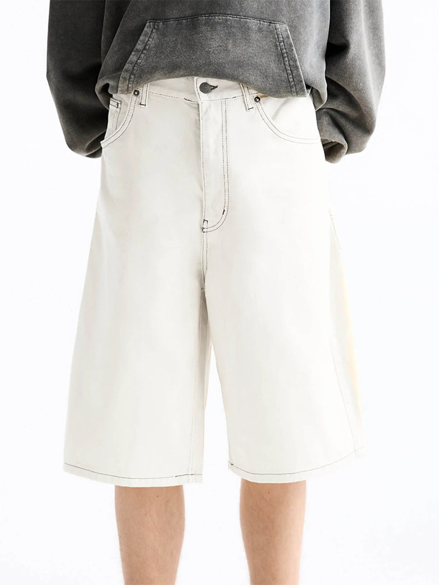 Men Denim Shorts Zipper Button Closure Summer Casual Shorts with Pockets Male Trendy Fashion Short Jeans for Streetwear Y2K 00s