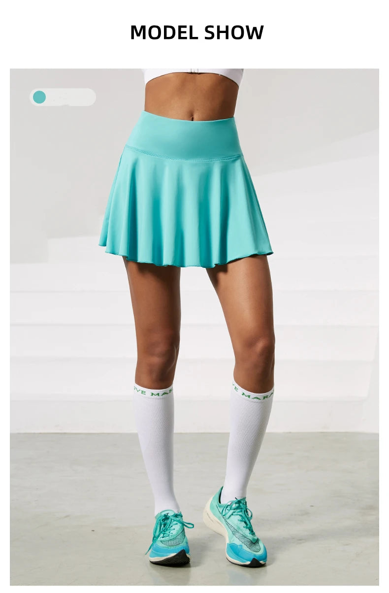 Women Sports Tennis Short Skirts Fitness Gym Leggings Golf Badminton Skort Athletic Running Workout Pleated Skirt With Pocket