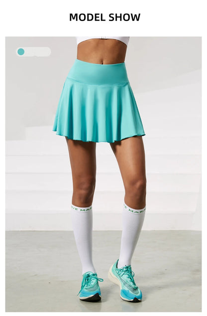 Women Sports Tennis Short Skirts Fitness Gym Leggings Golf Badminton Skort Athletic Running Workout Pleated Skirt With Pocket
