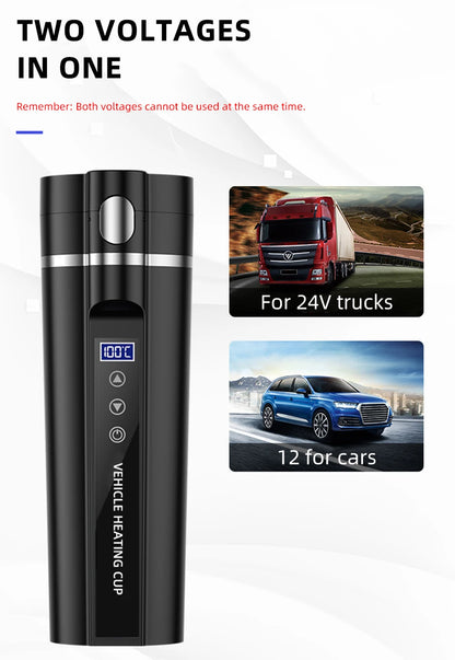 450ml Smart Car Heated Mug 12V24V Pop-up Lid Touch Screen Temperature Control Stainless Steel Portable Travel Thermal Coffee Mug