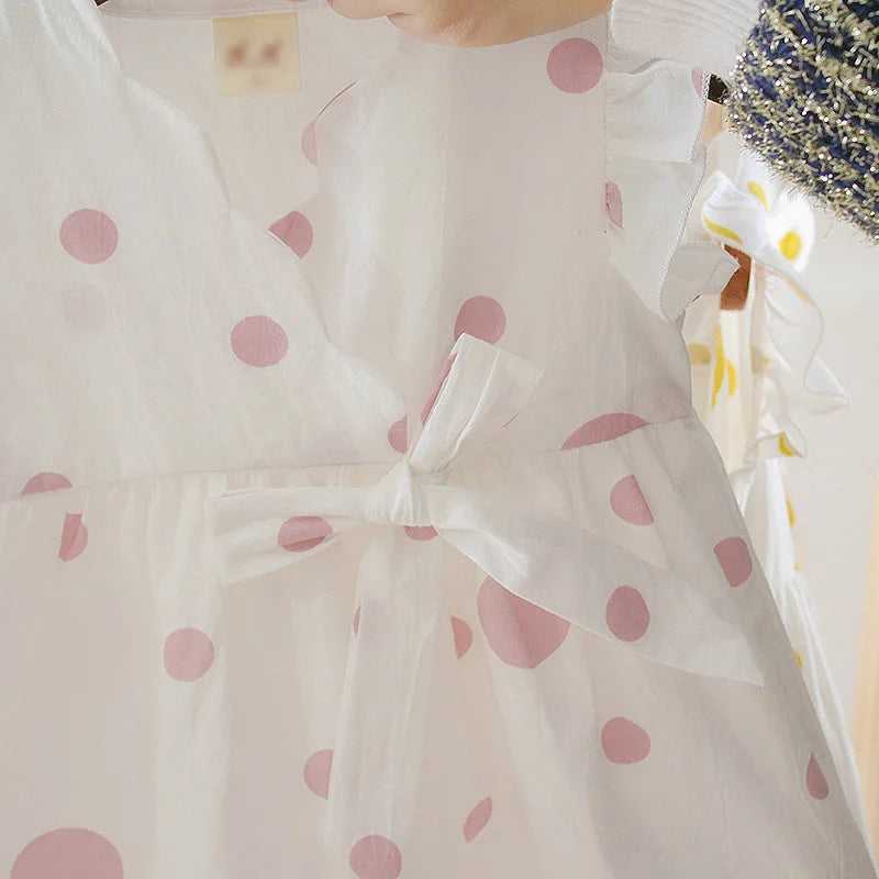 Summer Kids Baby Girls Dresses Infant Clothing Sleeveless Backless Bowknot Polka Dot Princess Dress Newborn Children Clothes
