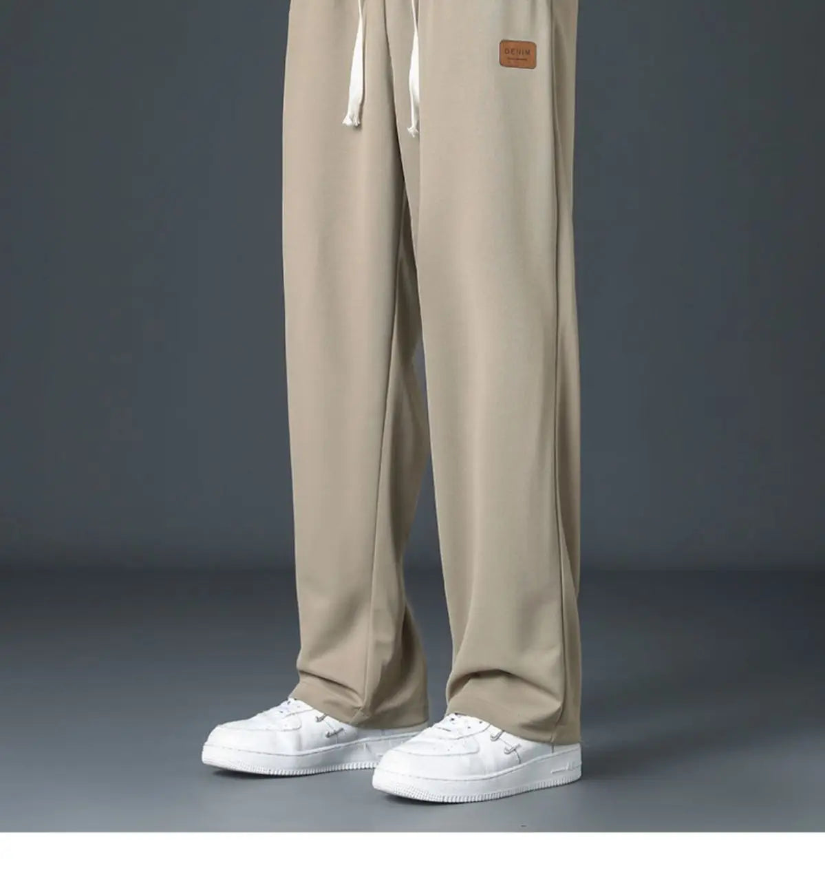 Spring Summer Men Oversize Casual Pants Fashion New Male Drawstring Elastic Waist Solid Loose Sports Wide Leg Straight Trousers