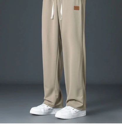 Spring Summer Men Oversize Casual Pants Fashion New Male Drawstring Elastic Waist Solid Loose Sports Wide Leg Straight Trousers