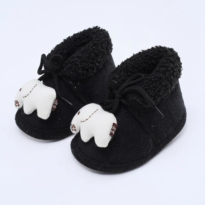 Winter Warm Newborn Baby Boy Girl Boots Cute Bear Soft Toddler Shoes First Walkers Anti-slip Booties Infant Fur Snow Boots 0-18M