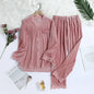 2PCS Velvet Pajamas Set For Women Winter Warm Pajama Sexy Female Valor V-neck Lace Home wear Autumn New Long Pant Pijamas Suit