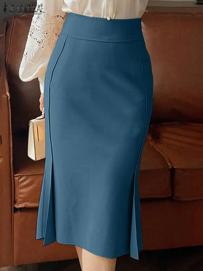 ZANZEA Package Hip High Waist Fishtail Skirts Elegant Women Evangelical Knee-length Saias Office Mermaid Skirts Fashion 2025
