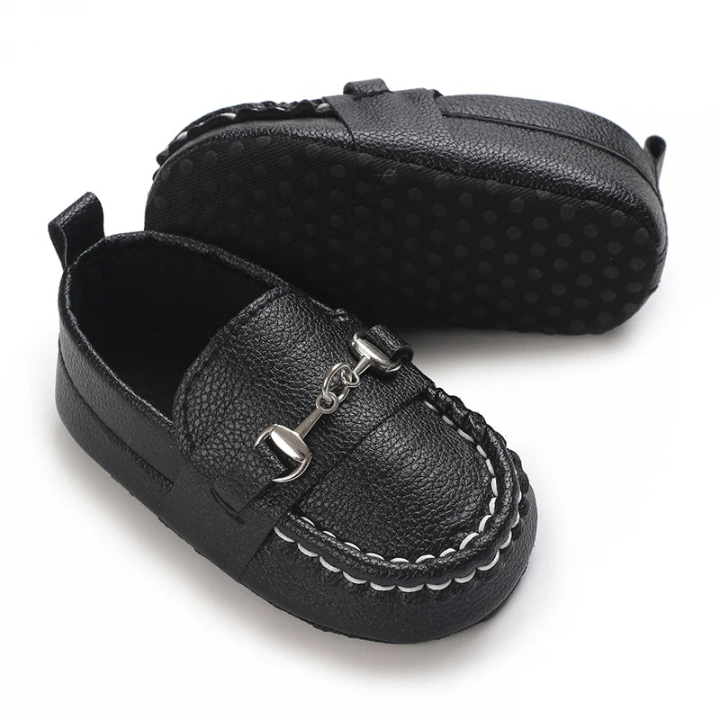 Newborn Baptist Shoes New Leather Gentleman Shoes Anti-slip Soft Bottom Indoor Baby Boys and Girls Casual Shoes Walking Shoes