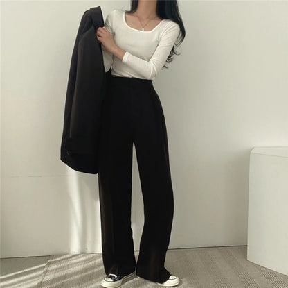 Korean Fashion Spring Women's Suits Casual Top Trousers 2 Piece Sets Women's Outfits Coats Slim Fit Blazers for Women Clothing