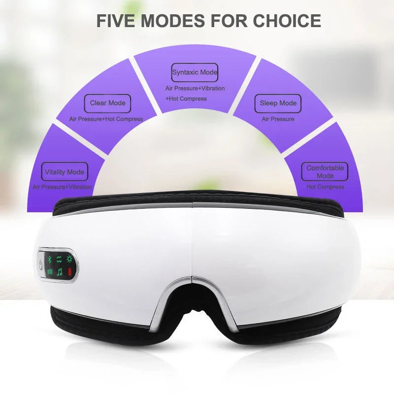 Smart Eye Massager Electric Bluetooth Airbag Vibration Hot Compress Air Pressure Eye Care Massager Relaxation Massage Glasses