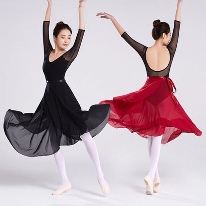 Women Wrap Dance Skirt Girls Long Dance Skirt Ballet Wrap Skirt Dance Skate Over Scarf Skirt Dancewear
