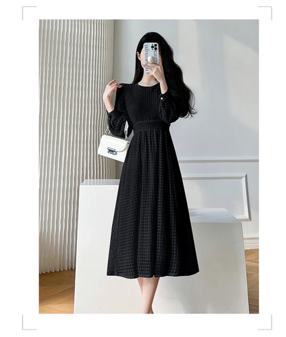 Lace Long Sleeves White Midi Dresses for Women 2025 New Autumn French Elegant Fashion Evening Wedding Party Robe Female Clothing