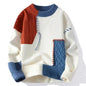 2025 Autumn Winter Men's Sweater Korean Fashion Men Clothing Patchwork Sweater Men Trend Streetwear Pullover O-Neck Sweaters Men