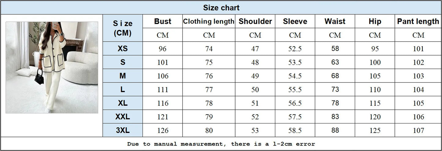 Loose Casual Women's Suit Autumn Double Pocket Single Breasted Cardigan New Fashion Casual Loose Solid Color Two-piece Set