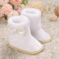 2025 Baby Autumn Winter Boots Baby Girl Boys Winter Warm Shoes Solid Fashion Toddler Fuzzy Balls First Walkers Kid Shoes 0-18M