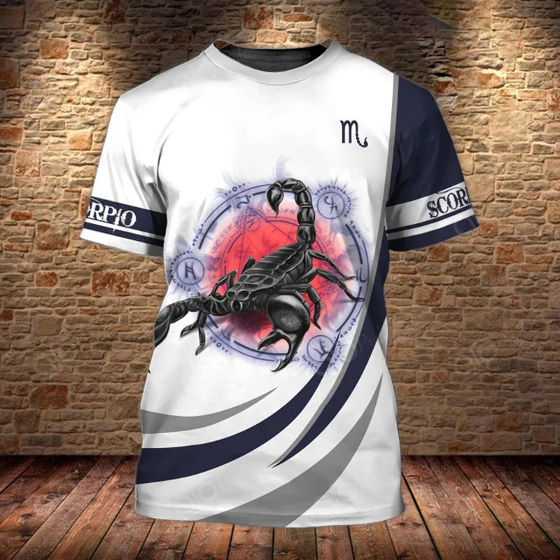 Animal Men's T Shirt Summer Short Sleeve Scorpion 3D Print Funny T-Shirts Fashion Casual Male Sport shirt Oversized Men's Clothing