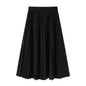 High Waist Pleated Skirt Elegant Women's Maxi Skirt with Elastic High Waist A-line Design Pleated Large Hem Solid Color for Work