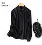 Tajiyane Women's 93% Mulberry Silk 7% Spandex 19 momme satin Silk Buttons long sleeve shirt Top Blouse office work chemise femme