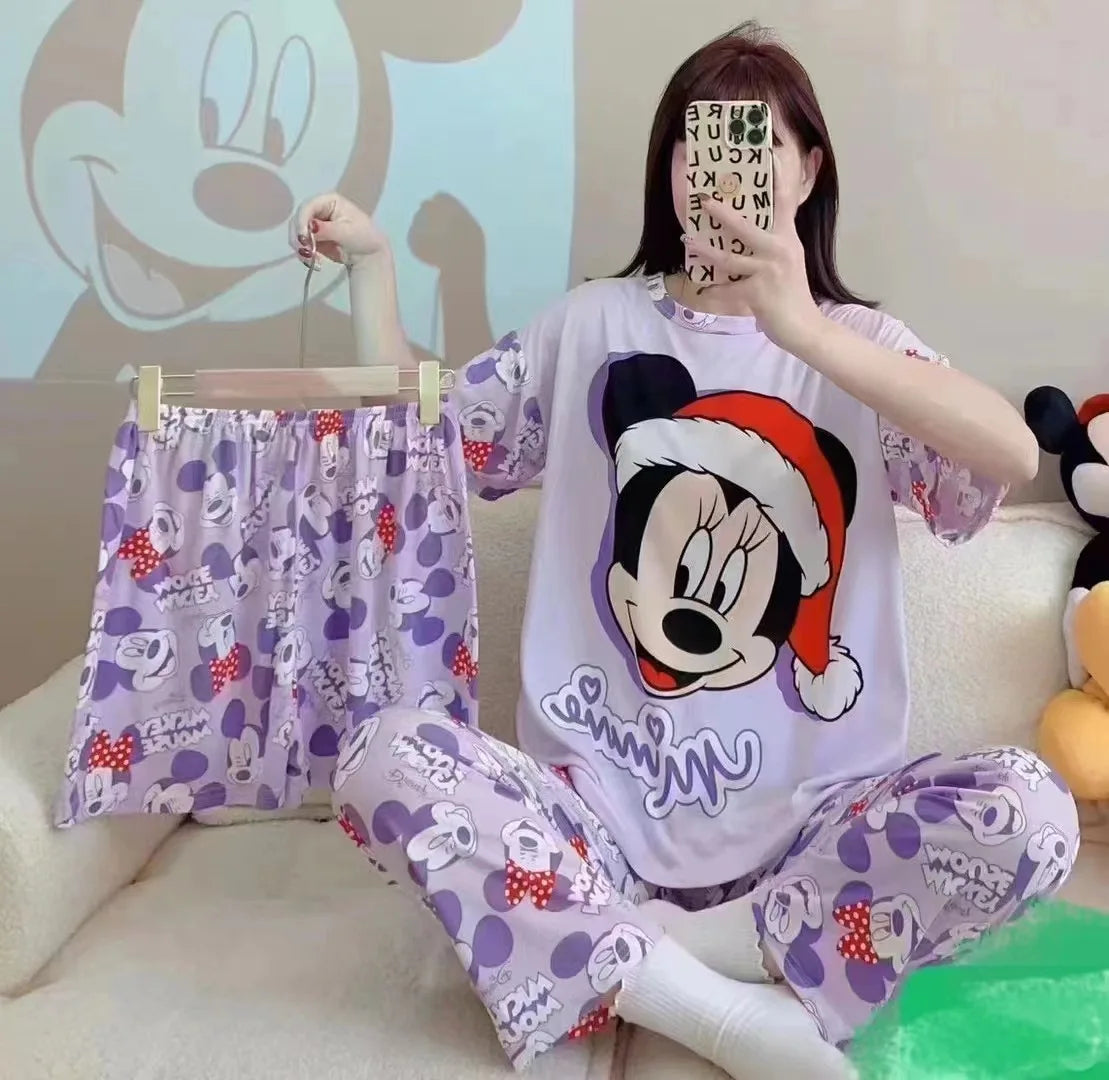 Women's New Three-piece Pajamas Home wear Set of Sweet Pajamas Cartoon Leisure Women's Home wear Pajamas Set