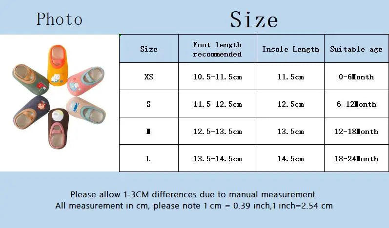 Baby Anti-slip Socks Cute Kids Slippers Newborn Warm Crib Floor Shoes with Rubber Sole for 0-24Month Children Boy Toddler Shoes