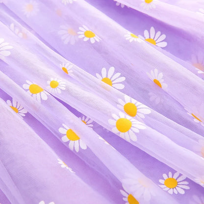 2025 New Baby Girl Clothes Multi Coloured Embroidered Floral Mesh Camisole Cute Baby Girl Dress Party Princess Fluffy Dresses