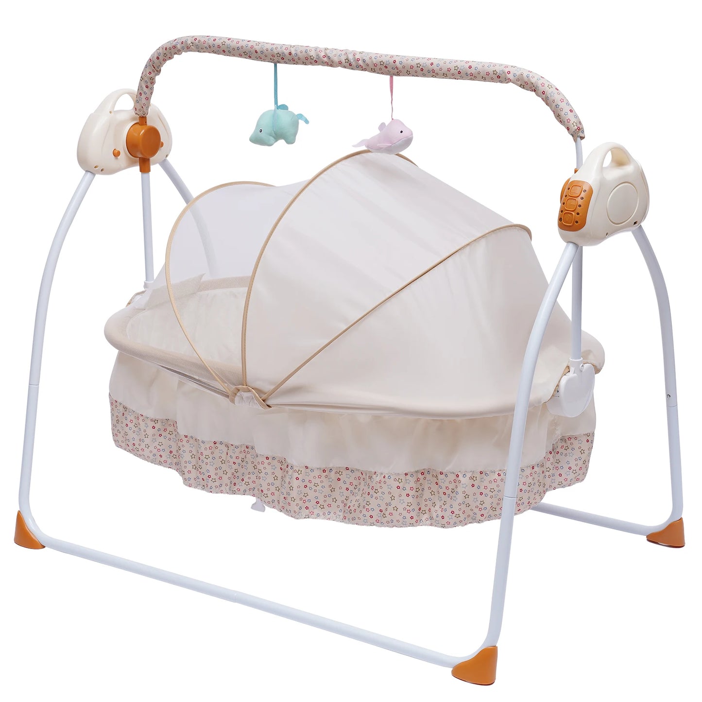 Electric Baby Cradle Auto Swing Rocker Cot Infant Sleeping Bed Swing Crib Kit Timer +Bluetooth Music +Mat +Pillow 5Gears Adjustable