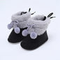 Winter Snow Baby Boots Faux Fur Warm Fluff Balls Indoor Cotton Soft Sole Infant Newborn Toddler Baby Shoes 0-18M