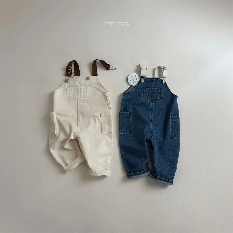 Baby Clothing Simple All Match Denim Overalls 2025 Spring and Autumn New Fashion Casual Pants Boys Girls Baby Loose Pants