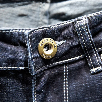 2025 New Ripped Jeans Men Slim-fit Denim Pants Cotton Korean Style Fashion Elasticity Versatile Blue Black Men's Clothing