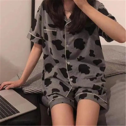 New Women Sleepwear Cartoon Pajamas Female Short  Pants Short Sleeved Summer Spring Loungewear Fashion Home Clothing Home wear