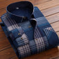 2025 Men's Autumn Winter Casual Fleece Plaid Shirt Fashion Soft Warm Turn Down Collar Long Sleeve Shirt Male High-Quality Tops